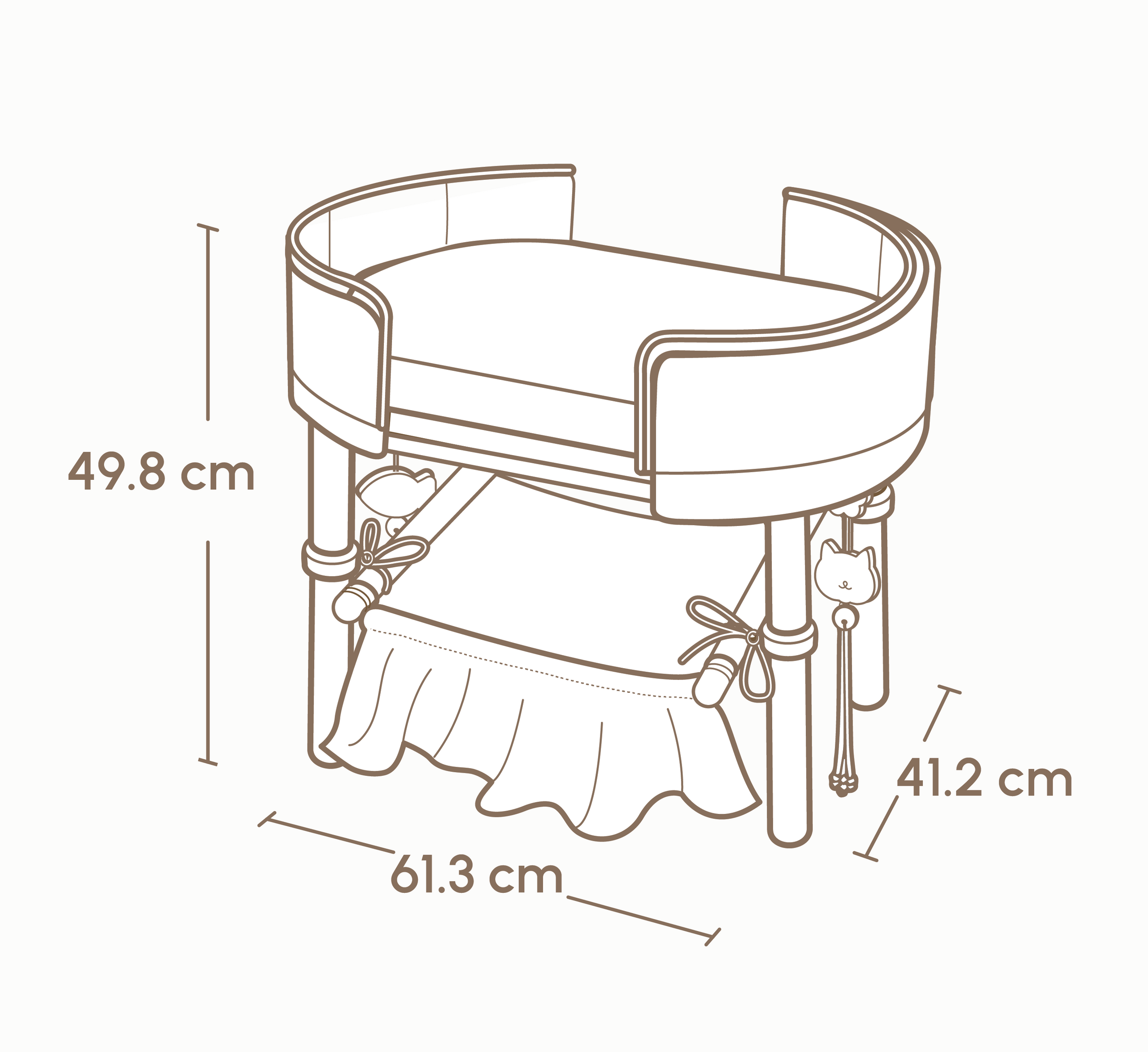 Canopy Elevated Bed with Hammock (For Cats) – Oval 40x60 cm size guide