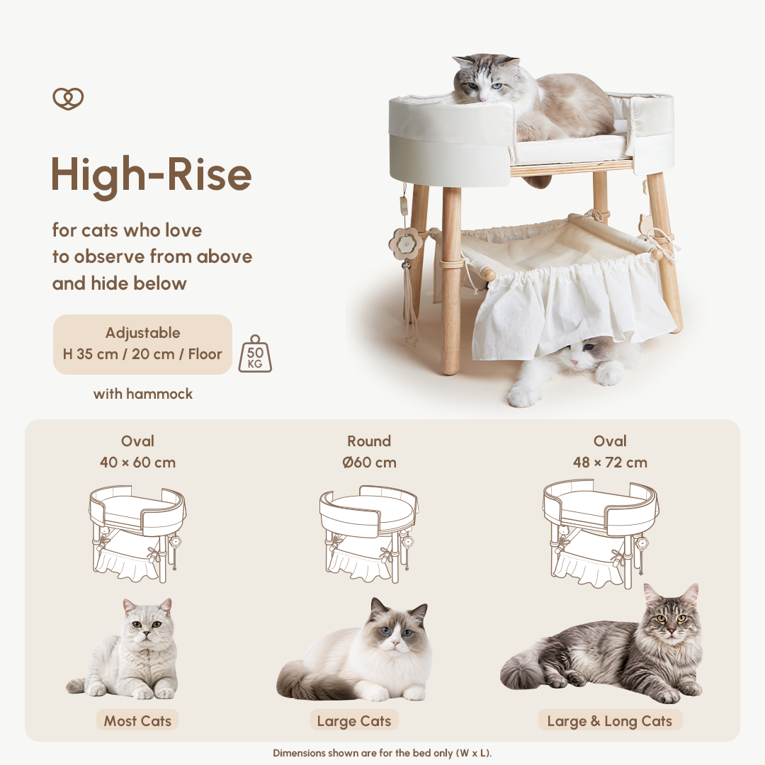 Canopy Elevated Bed with Hammock (For Cats)